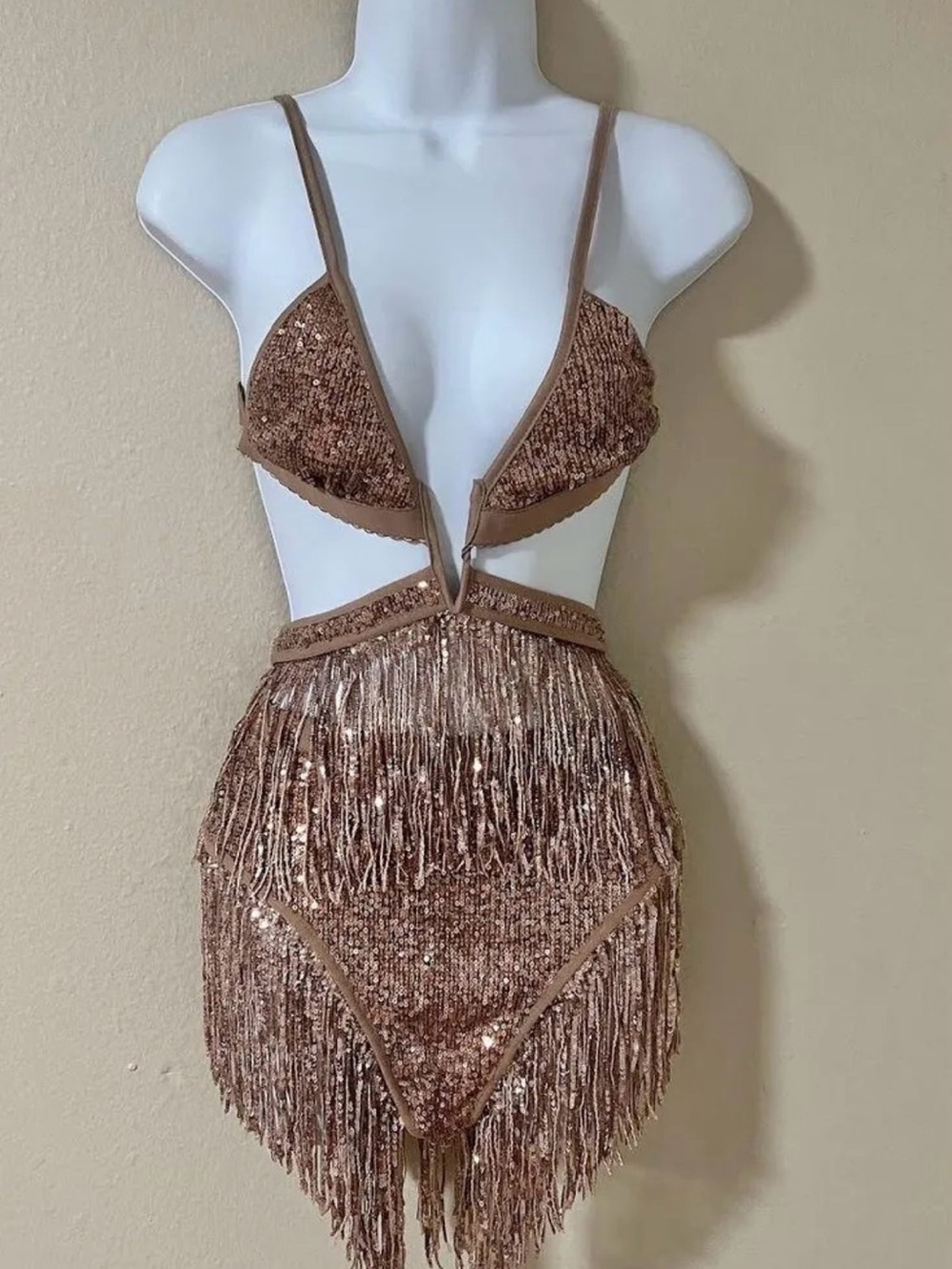 Fashion Nova Sparkle In The Desert Sequin 2 Piece Festival Set - Rose Gold